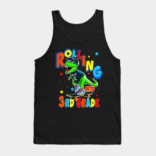 Kids Rolling Third Grade Dinosaur T Rex Back To School Tank Top